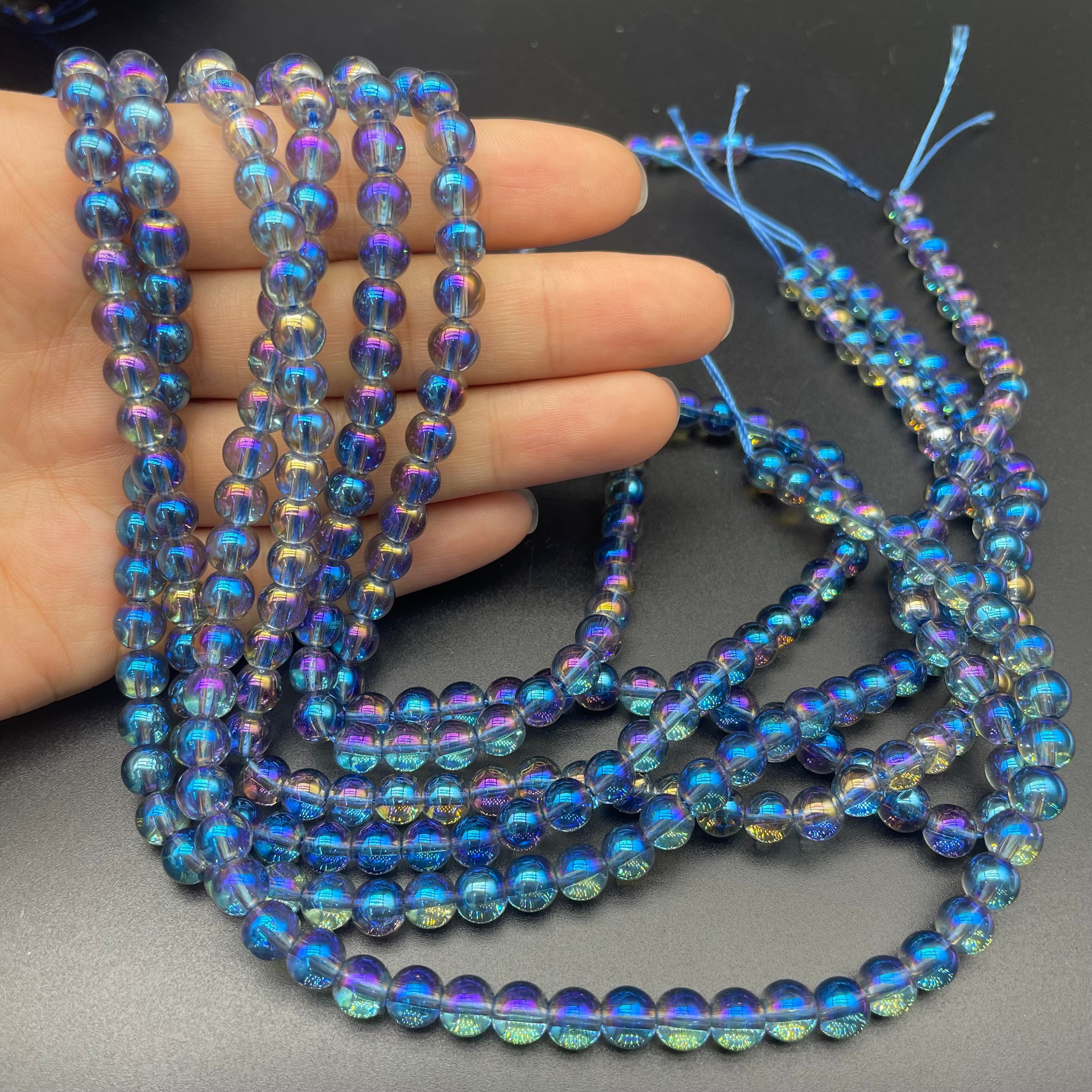 Blue Aura Clear Quartz Beads Strands