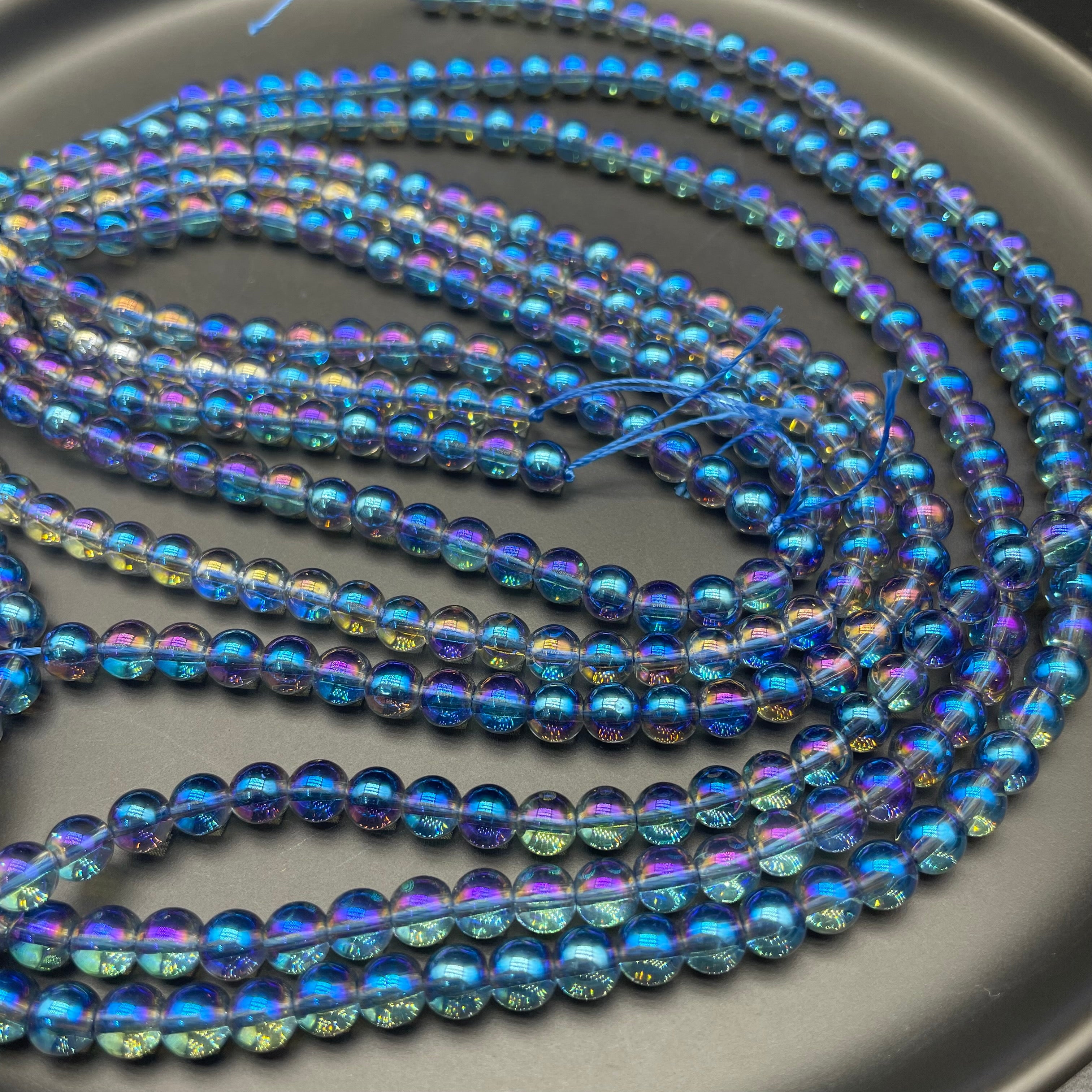 Blue Aura Clear Quartz Beads Strands
