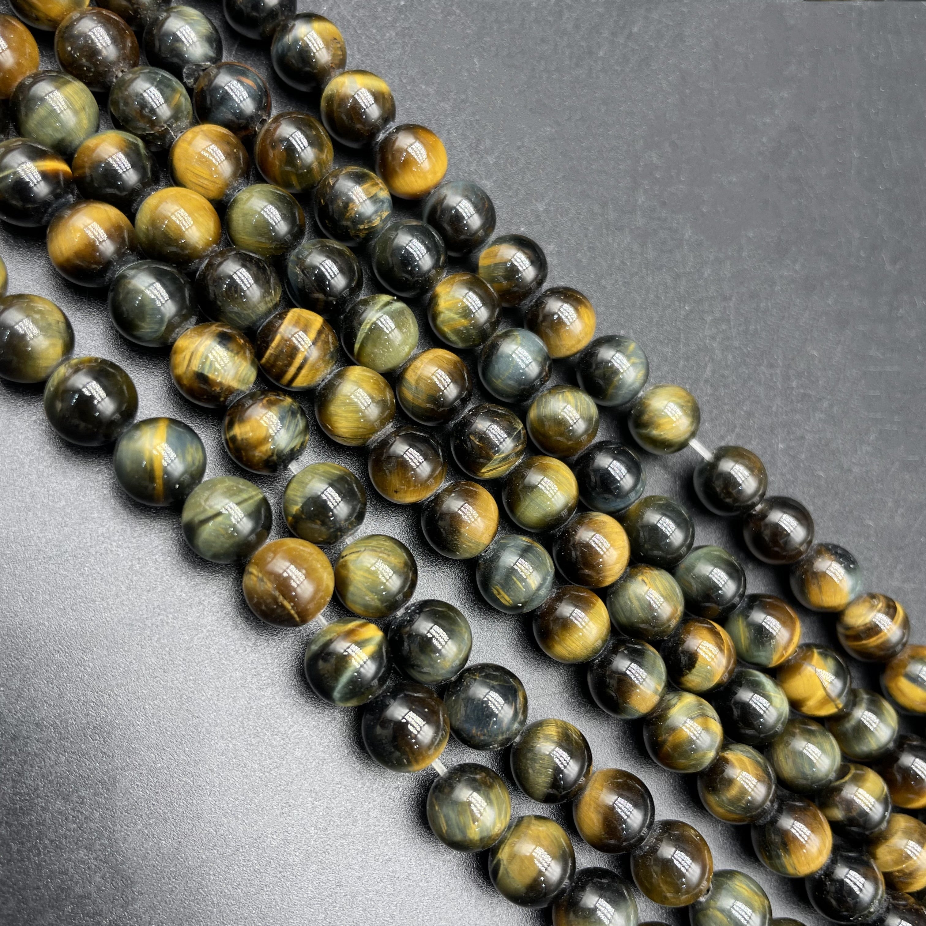 Yellow Blue Tiger Eye Beads Strands