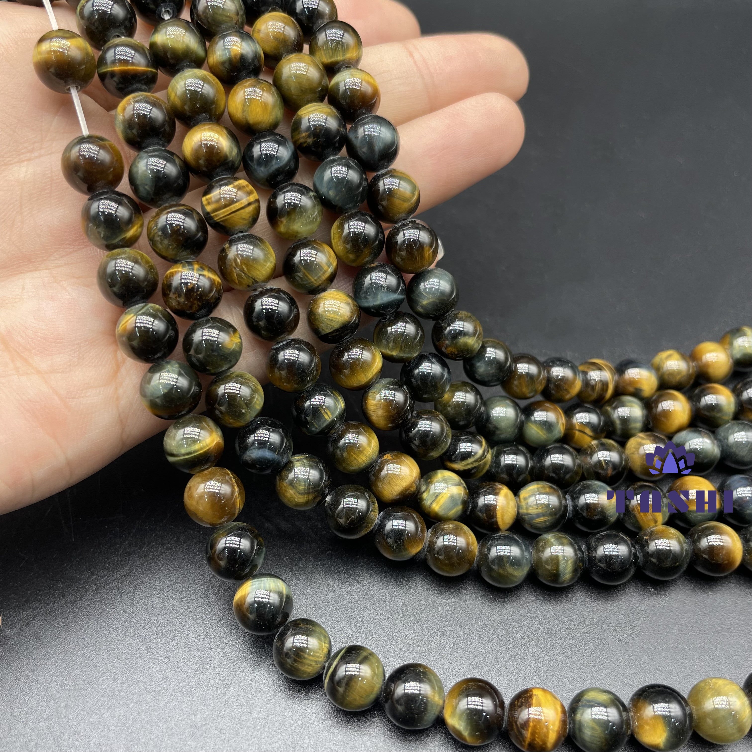 Yellow Blue Tiger Eye Beads Strands