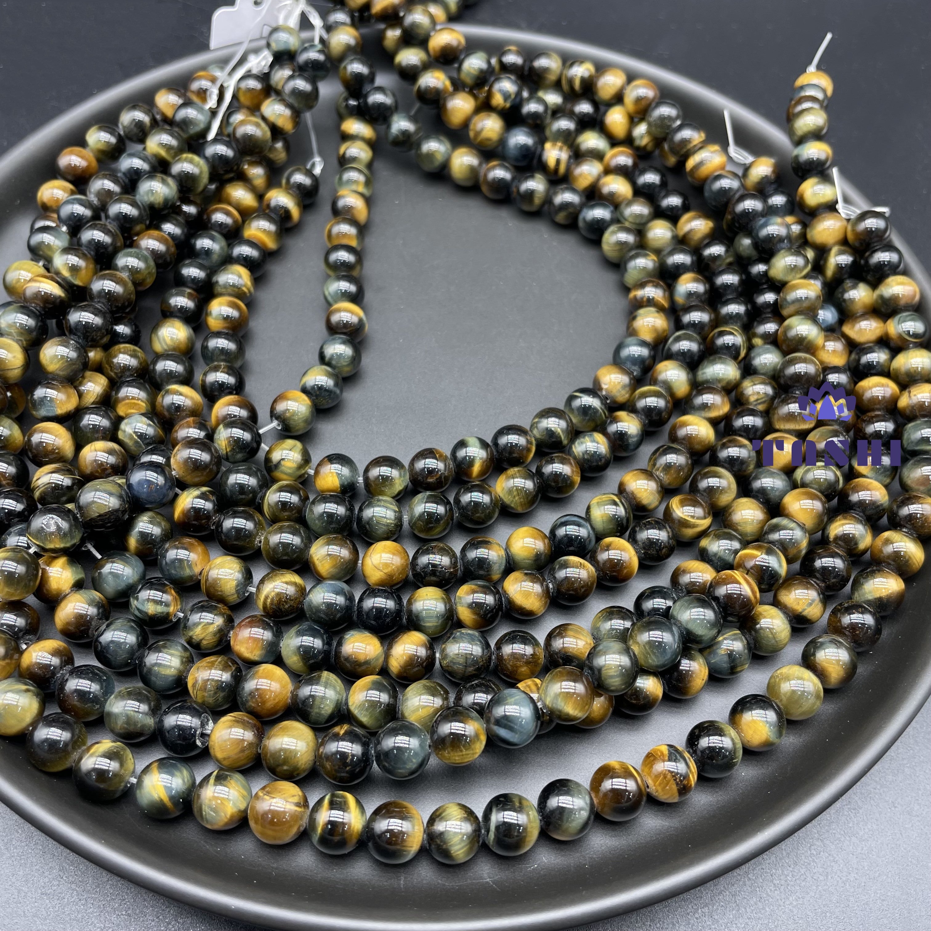 Yellow Blue Tiger Eye Beads Strands