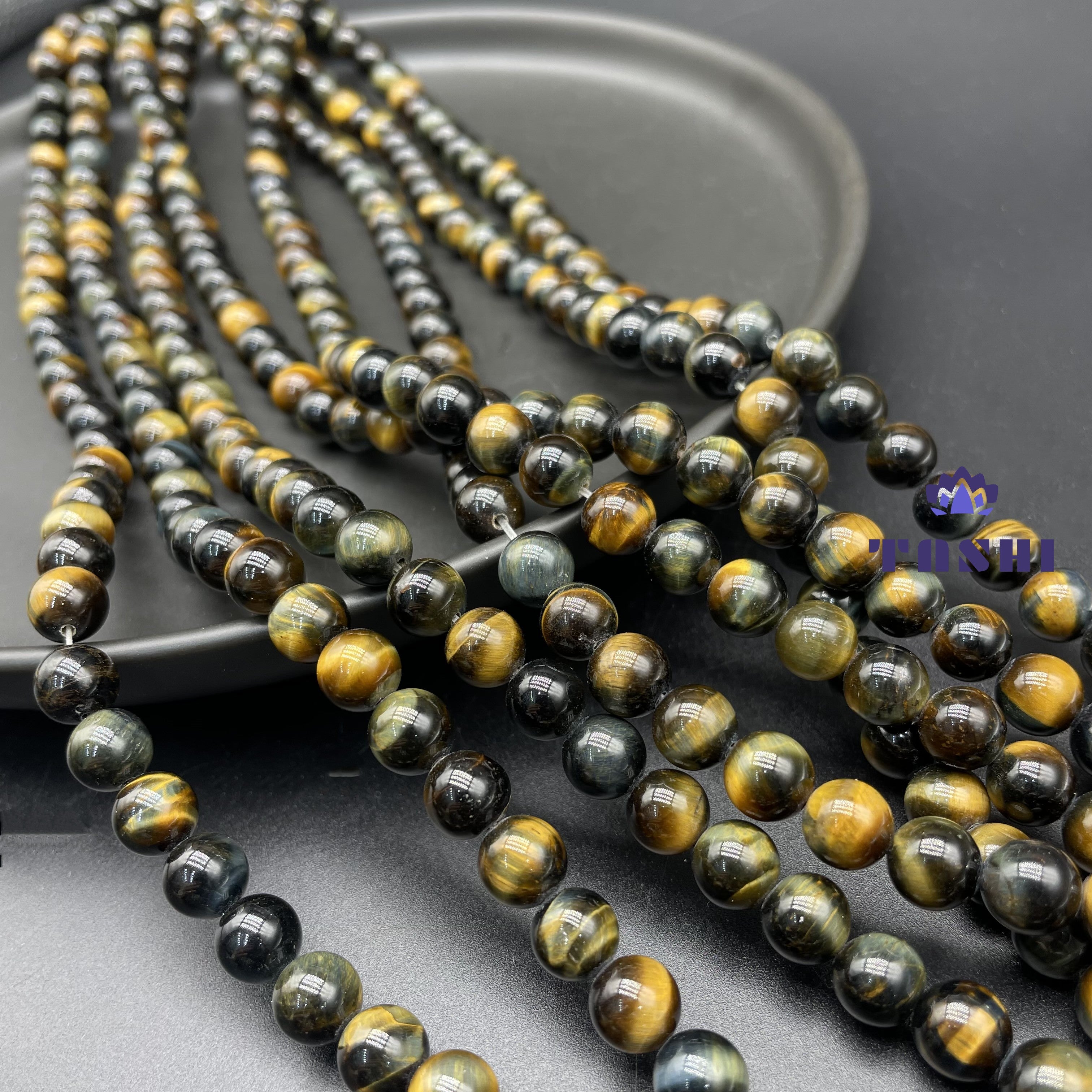 Yellow Blue Tiger Eye Beads Strands
