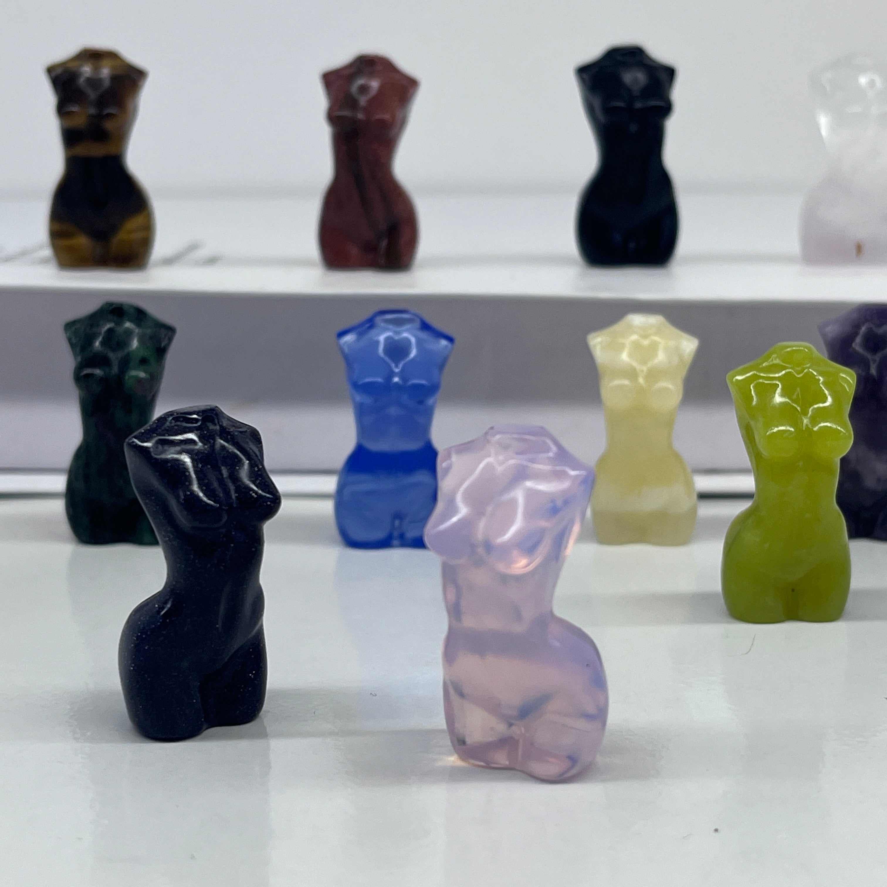 3CM Mini Lady Body Carving Natural Crystal Stone Statue Figurine
