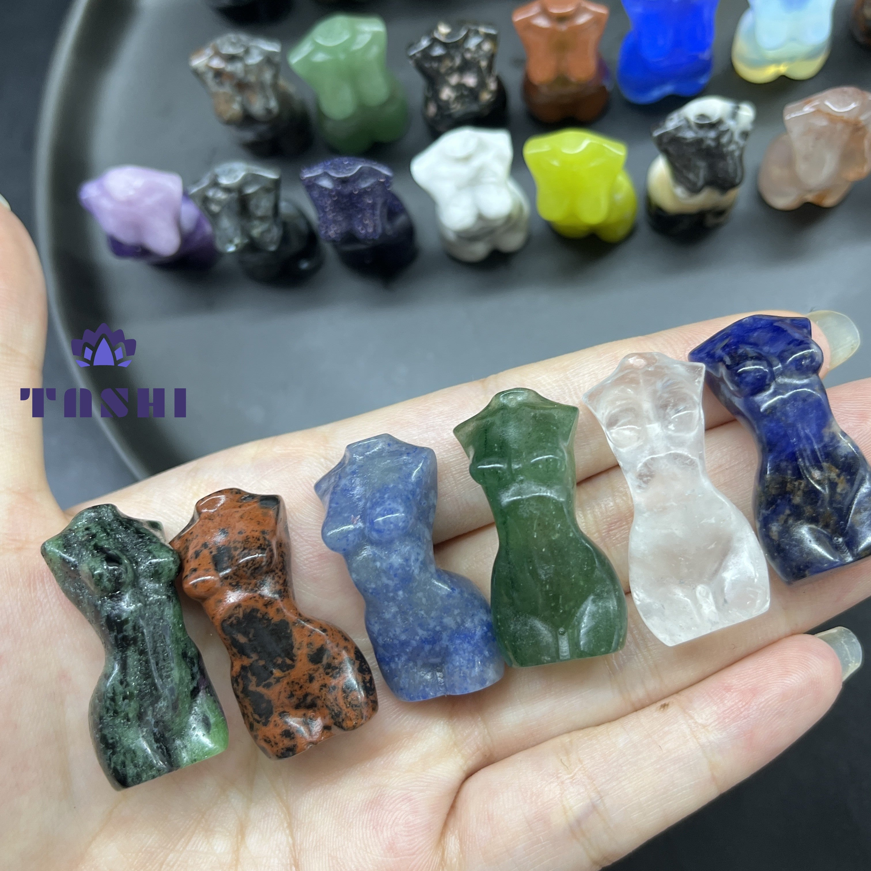 3CM Mini Lady Body Carving Natural Crystal Stone Statue Figurine