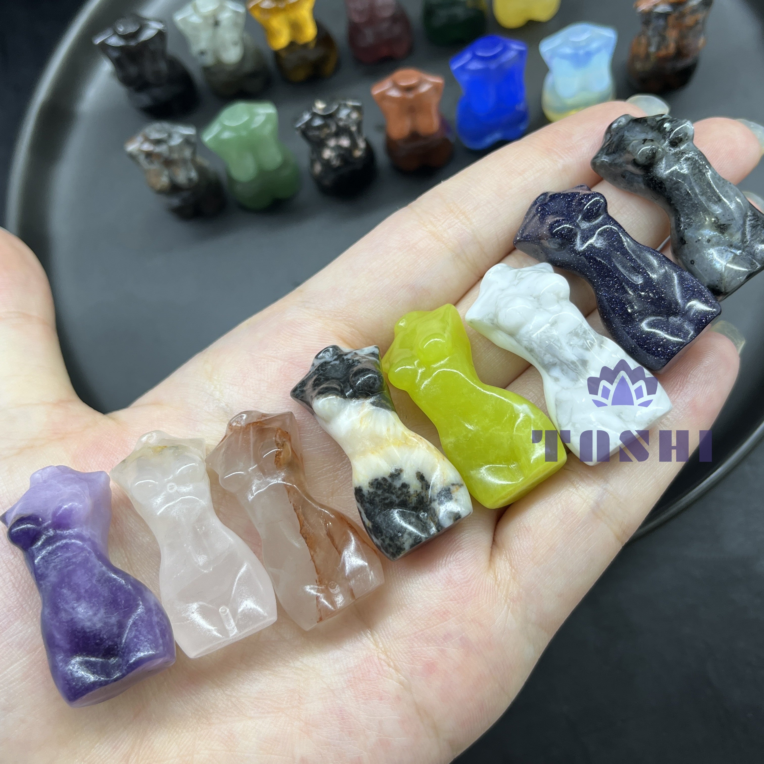 3CM Mini Lady Body Carving Natural Crystal Stone Statue Figurine