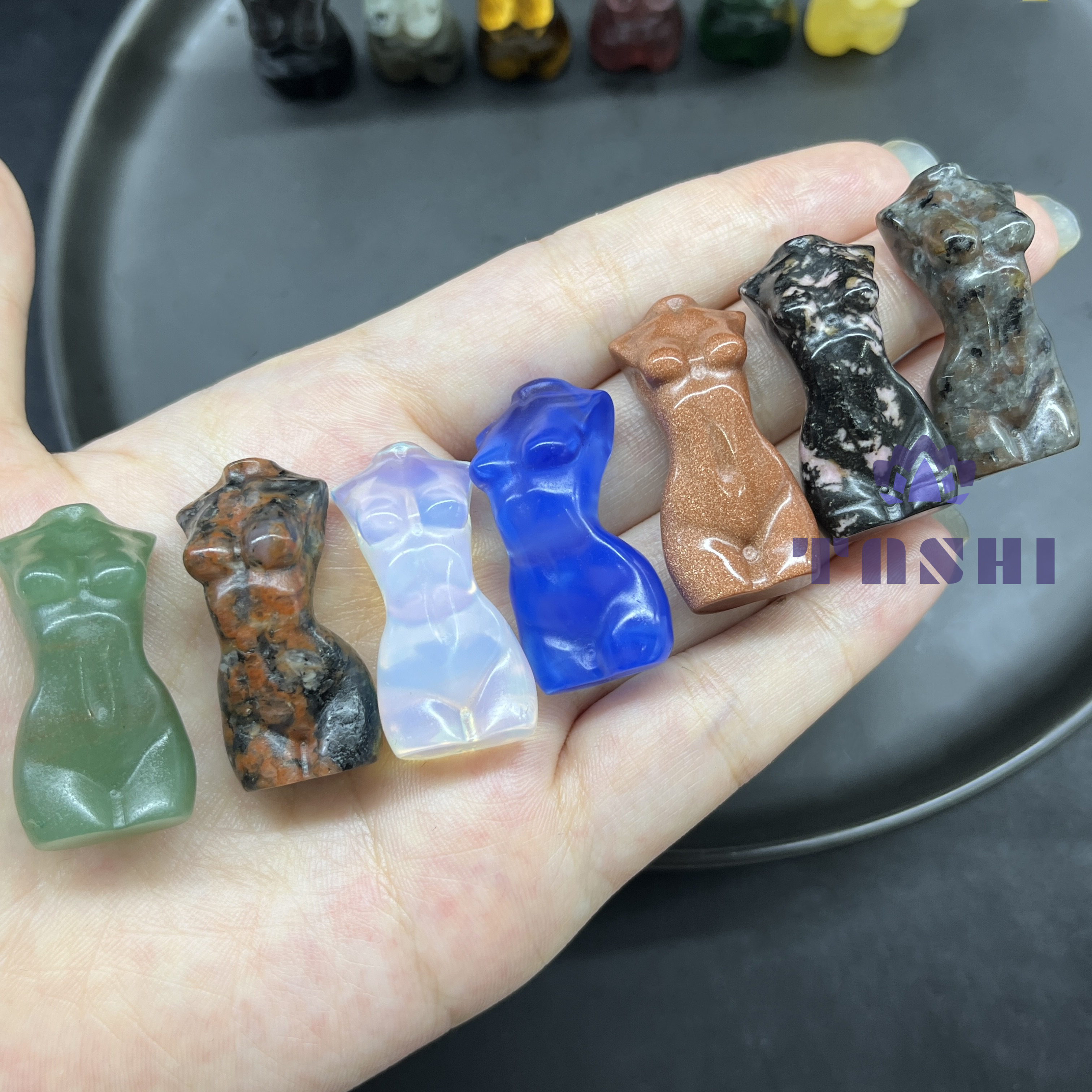 3CM Mini Lady Body Carving Natural Crystal Stone Statue Figurine