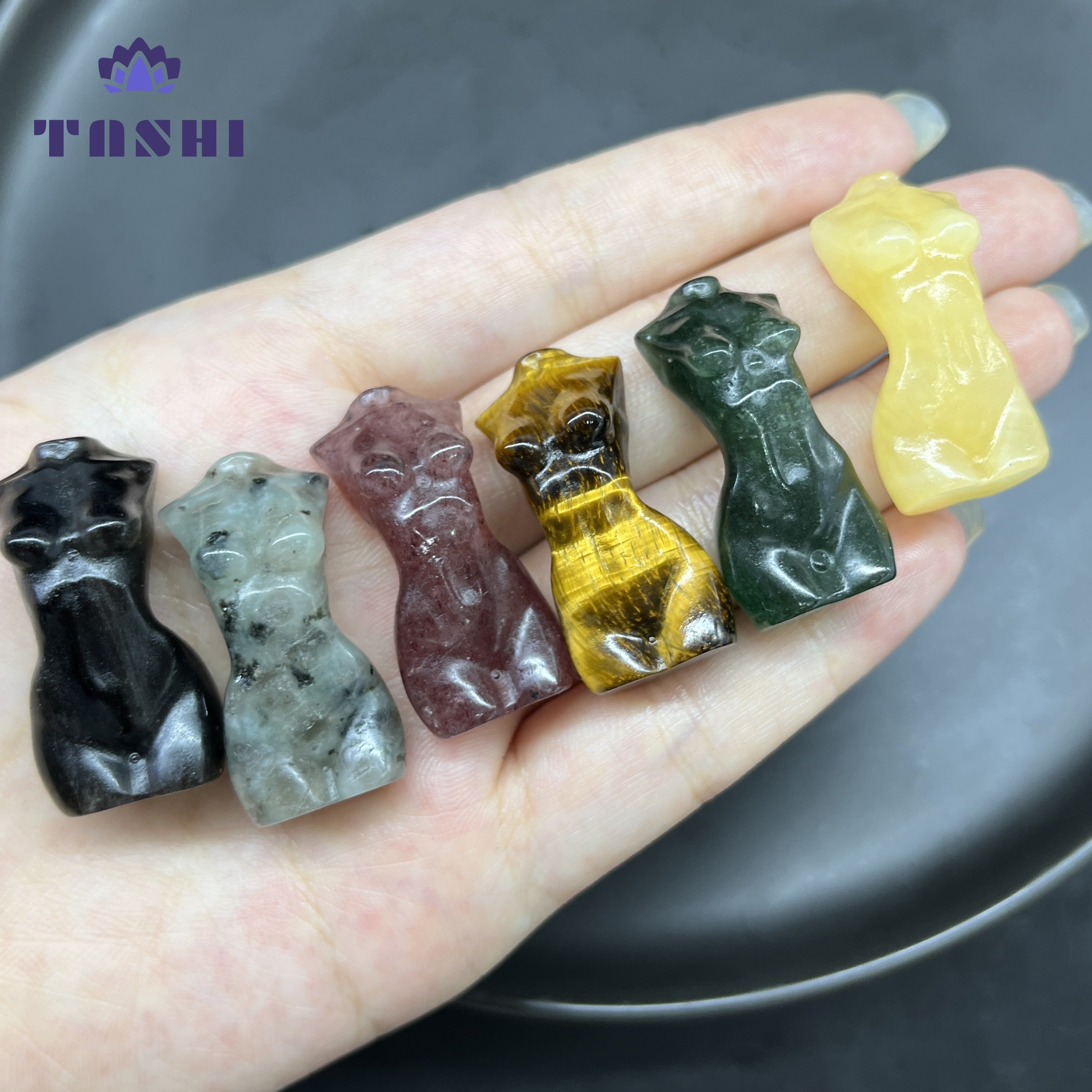 3CM Mini Lady Body Carving Natural Crystal Stone Statue Figurine