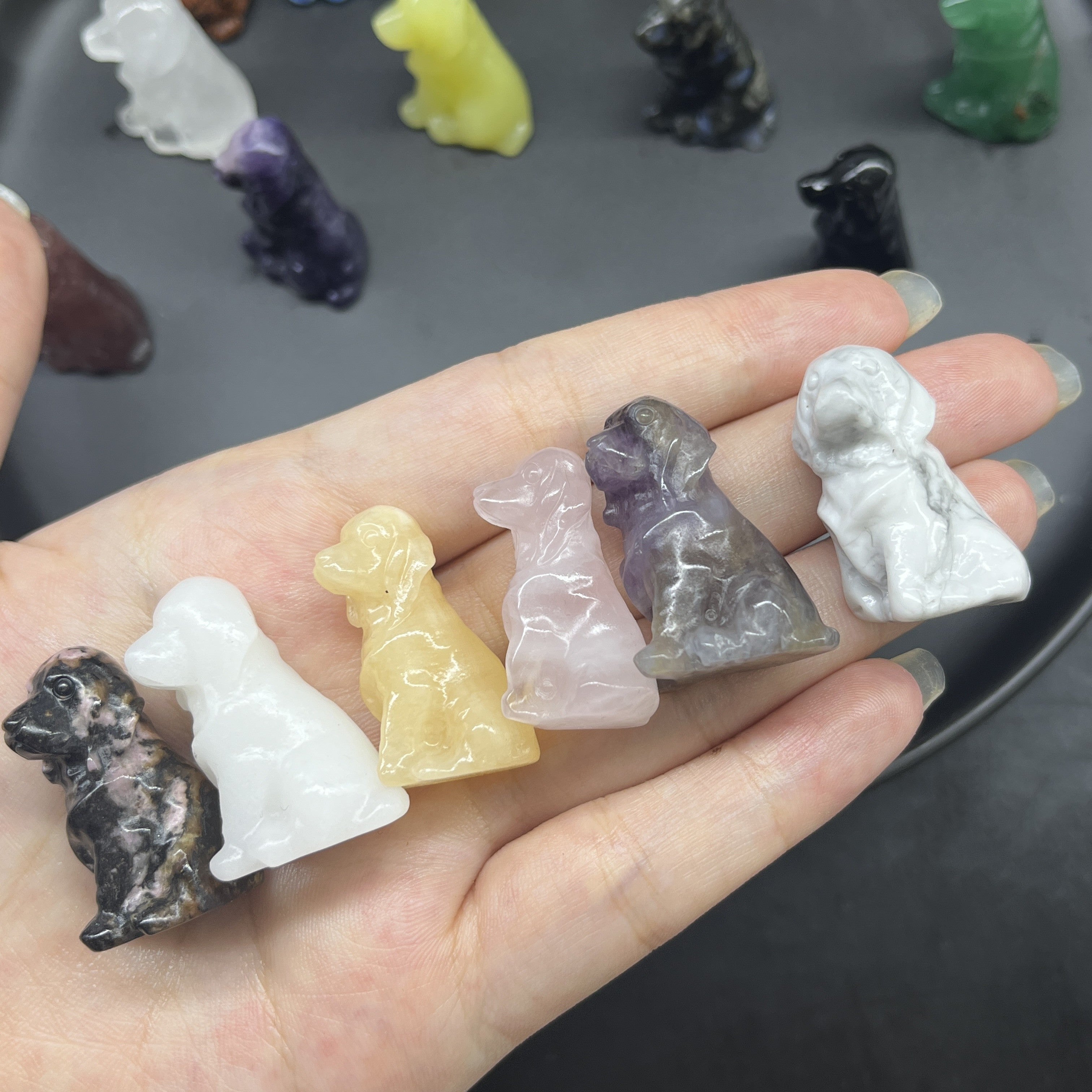 3CM Mini Golden Retriever Carving Natural Crystal Stone Statue Figurine
