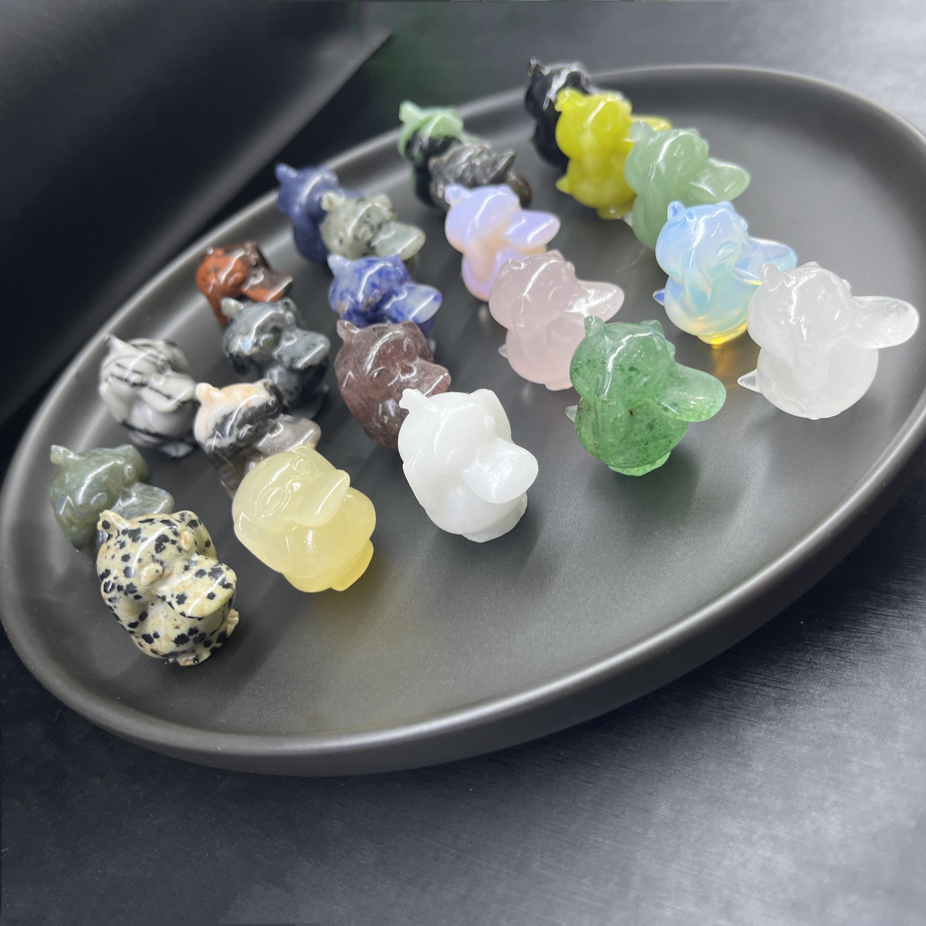 3CM Mini Psyduck Carving Pokémon Natural Crystal Stone Statue Figurine