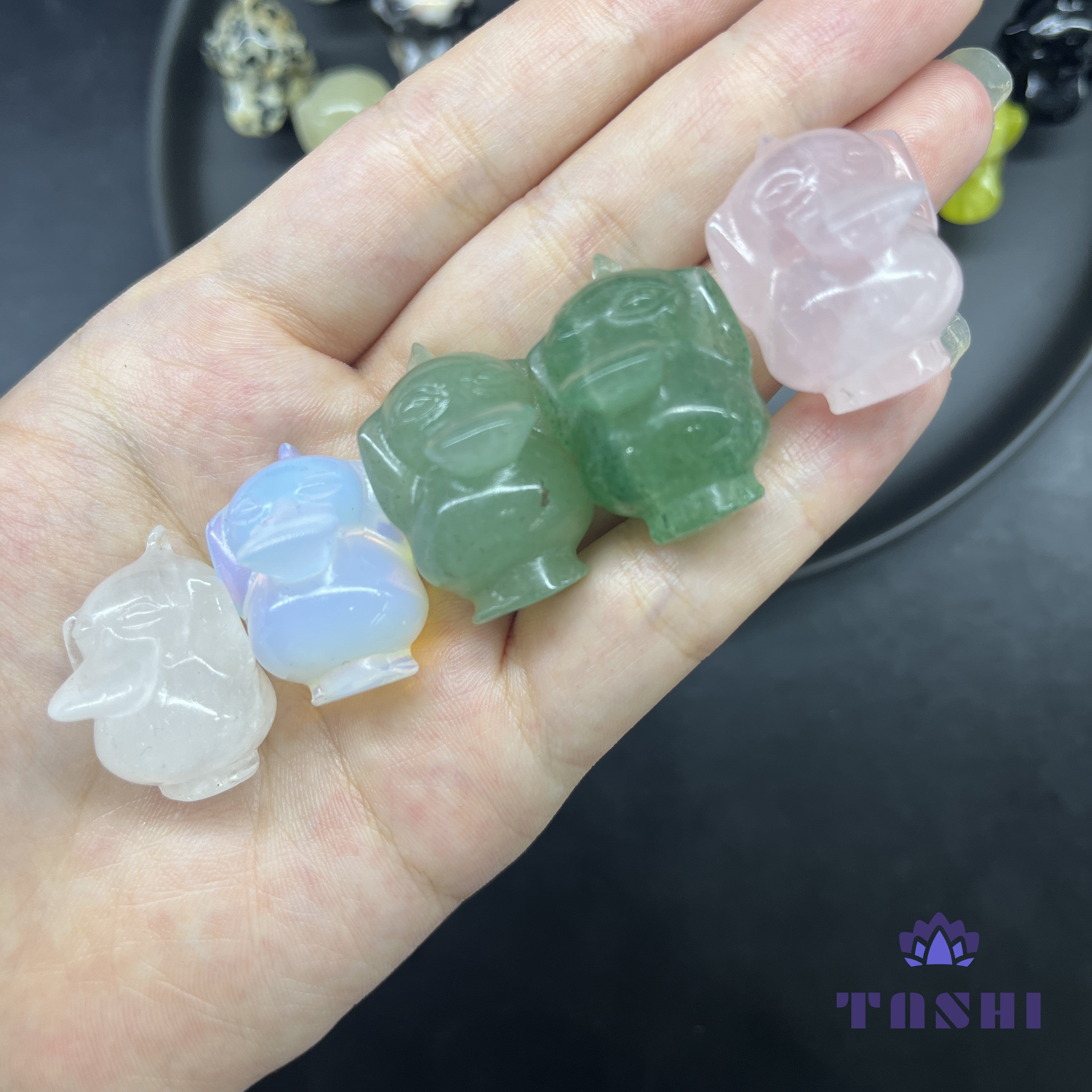 3CM Mini Psyduck Carving Pokémon Natural Crystal Stone Statue Figurine
