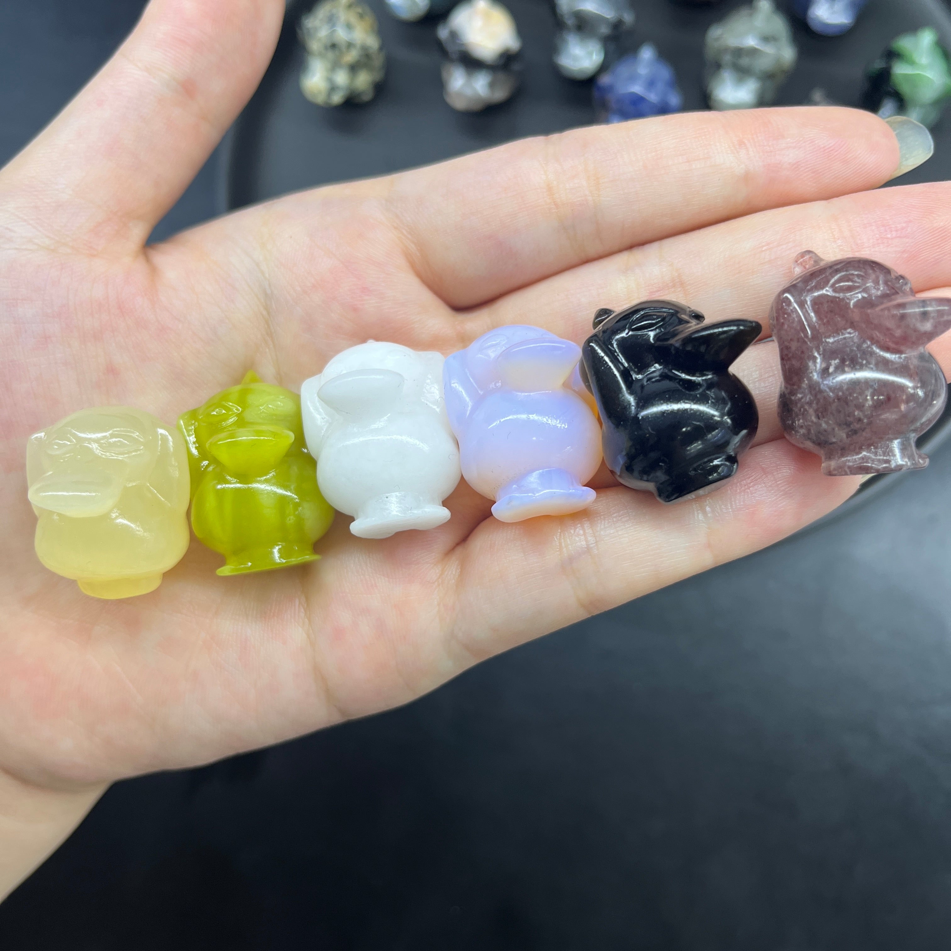 3CM Mini Psyduck Carving Pokémon Natural Crystal Stone Statue Figurine