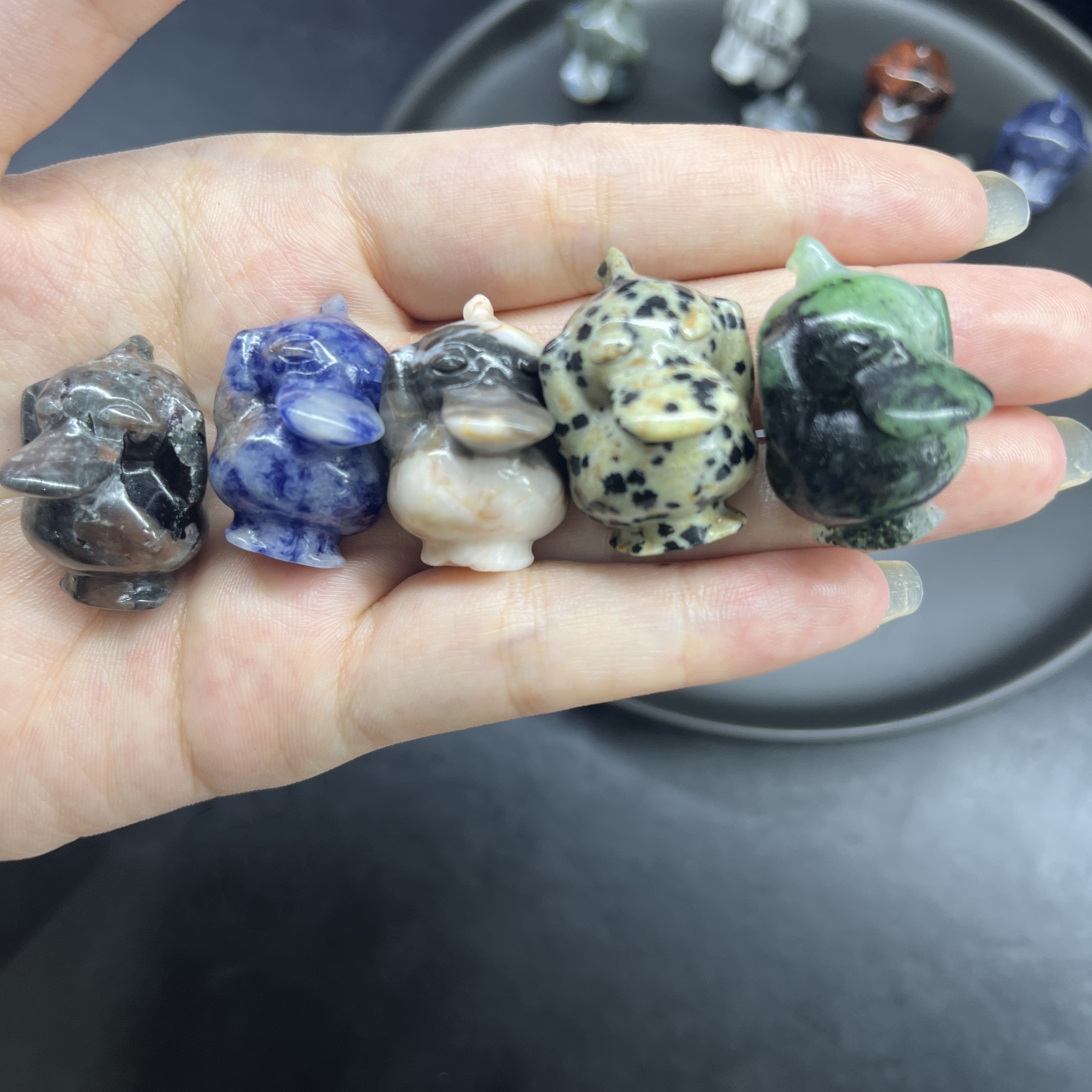 3CM Mini Psyduck Carving Pokémon Natural Crystal Stone Statue Figurine