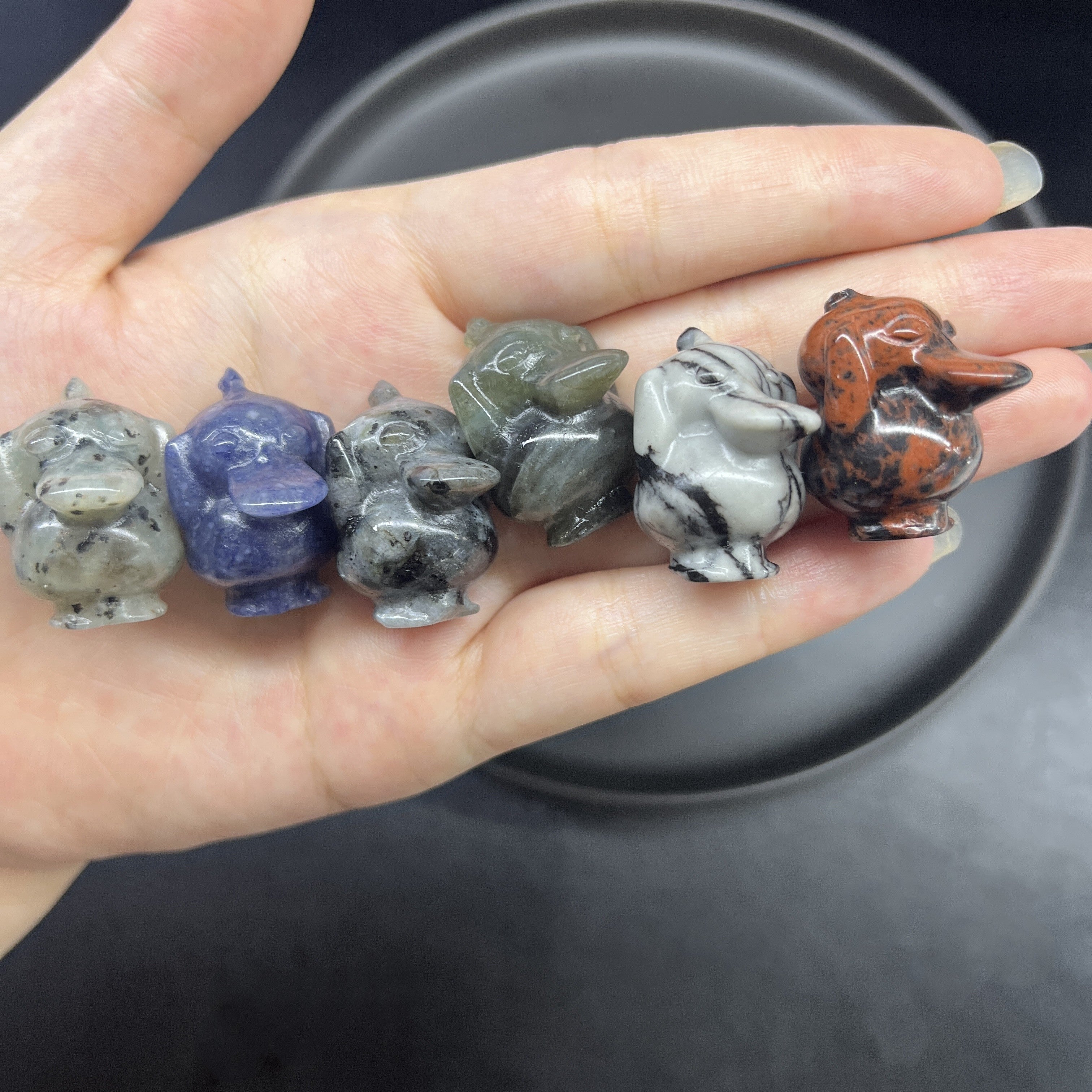 3CM Mini Psyduck Carving Pokémon Natural Crystal Stone Statue Figurine