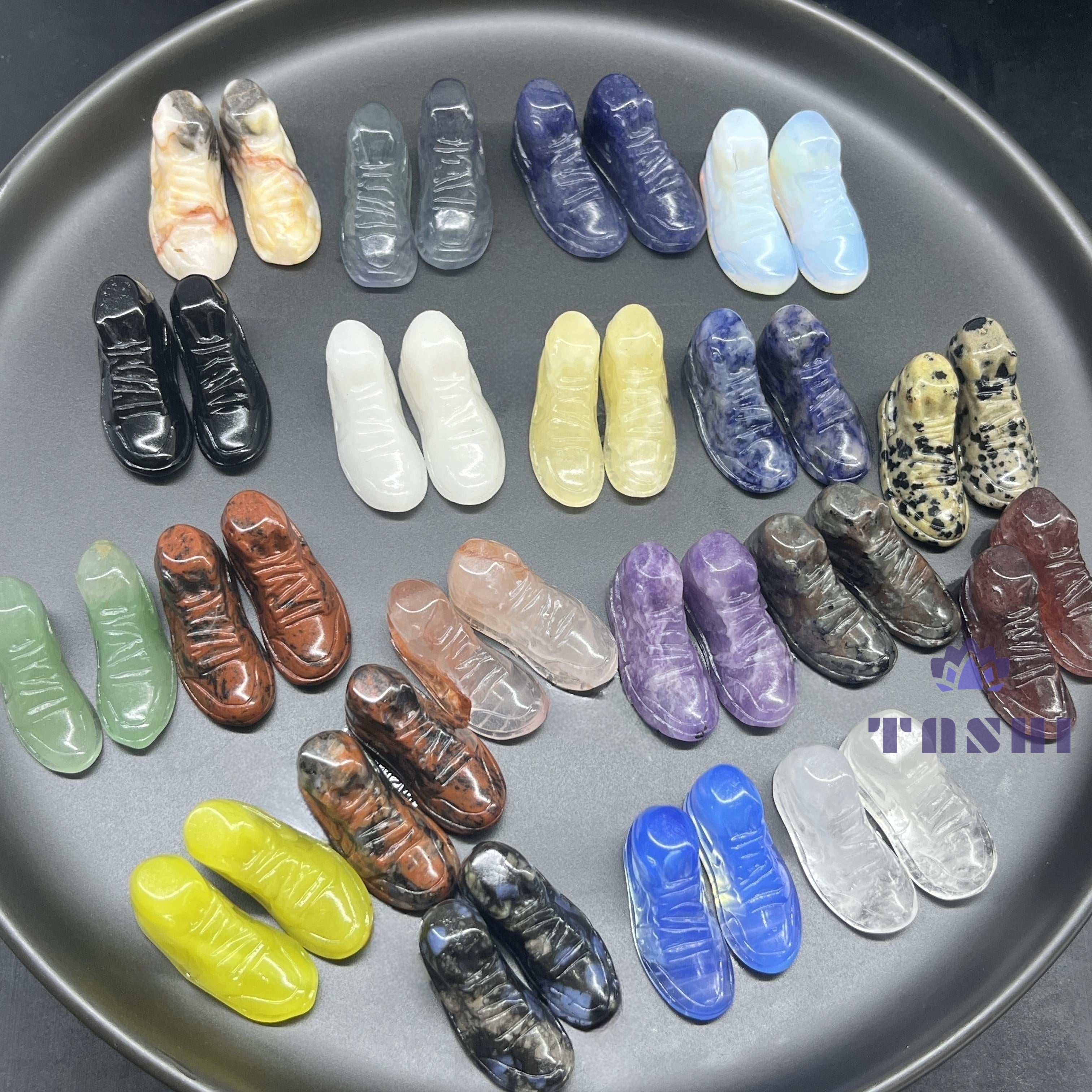 3CM Mini Nike Shoes Carving Natural Crystal Stone Statue Figurine