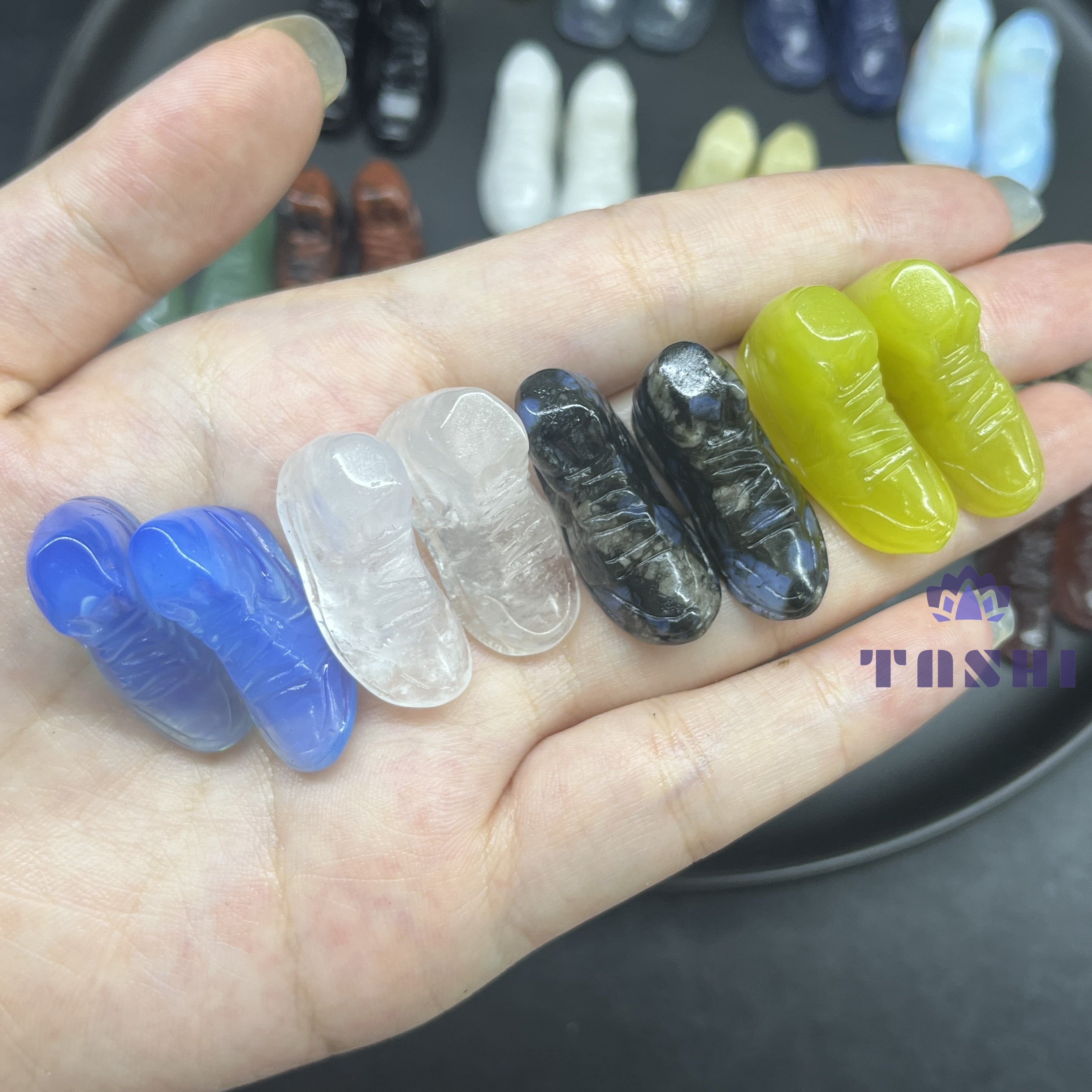 3CM Mini Nike Shoes Carving Natural Crystal Stone Statue Figurine