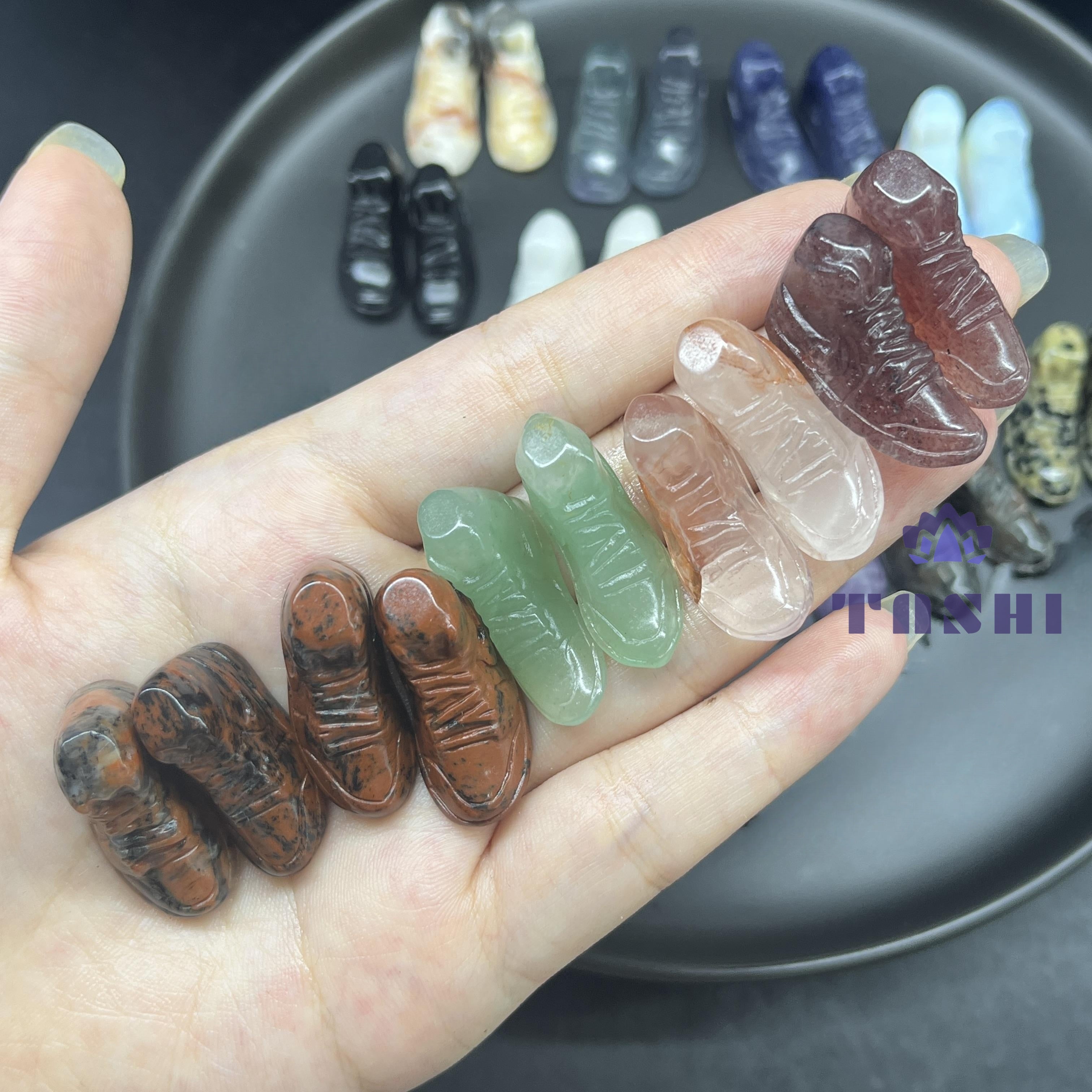 3CM Mini Nike Shoes Carving Natural Crystal Stone Statue Figurine