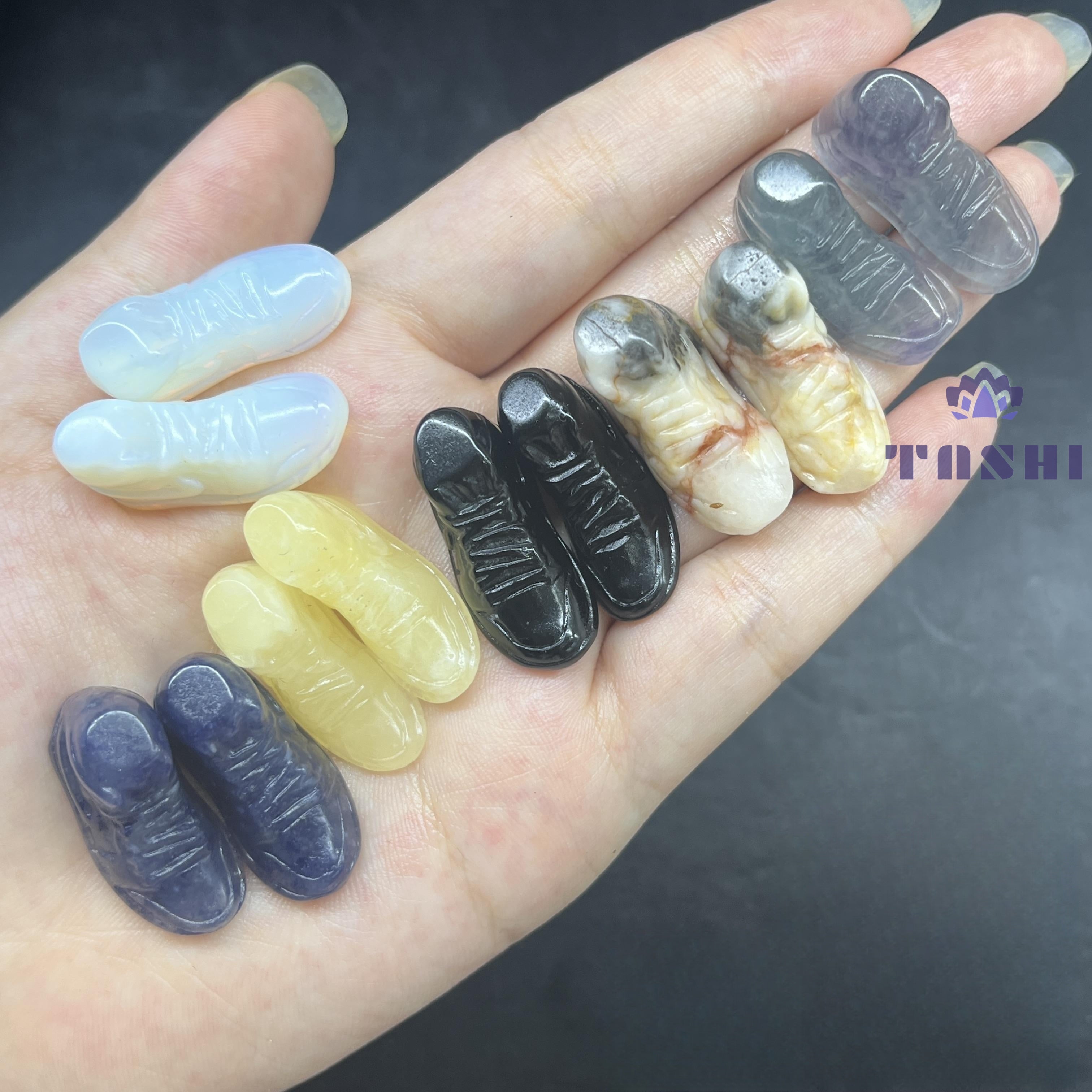 3CM Mini Nike Shoes Carving Natural Crystal Stone Statue Figurine