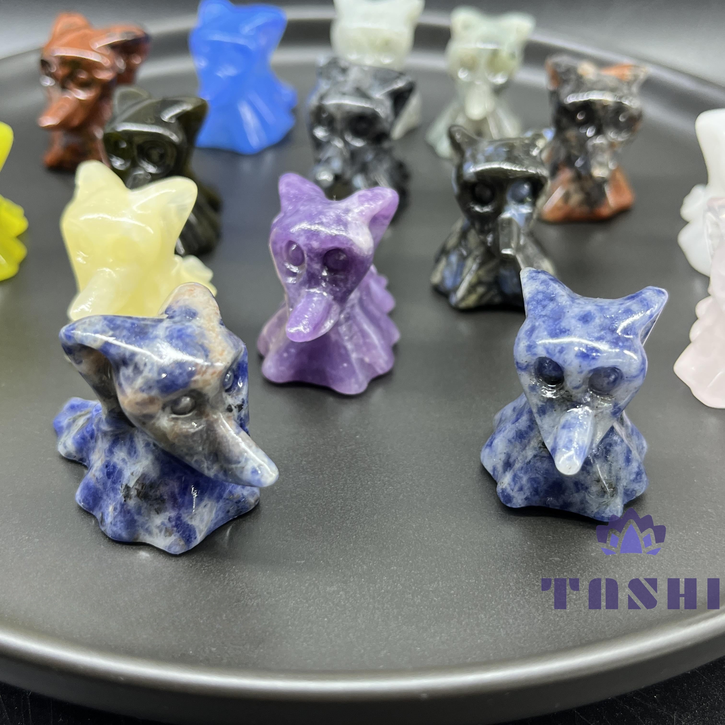 3CM Mini Zero Dog Halloween Carving Natural Crystal Stone Statue Figurine