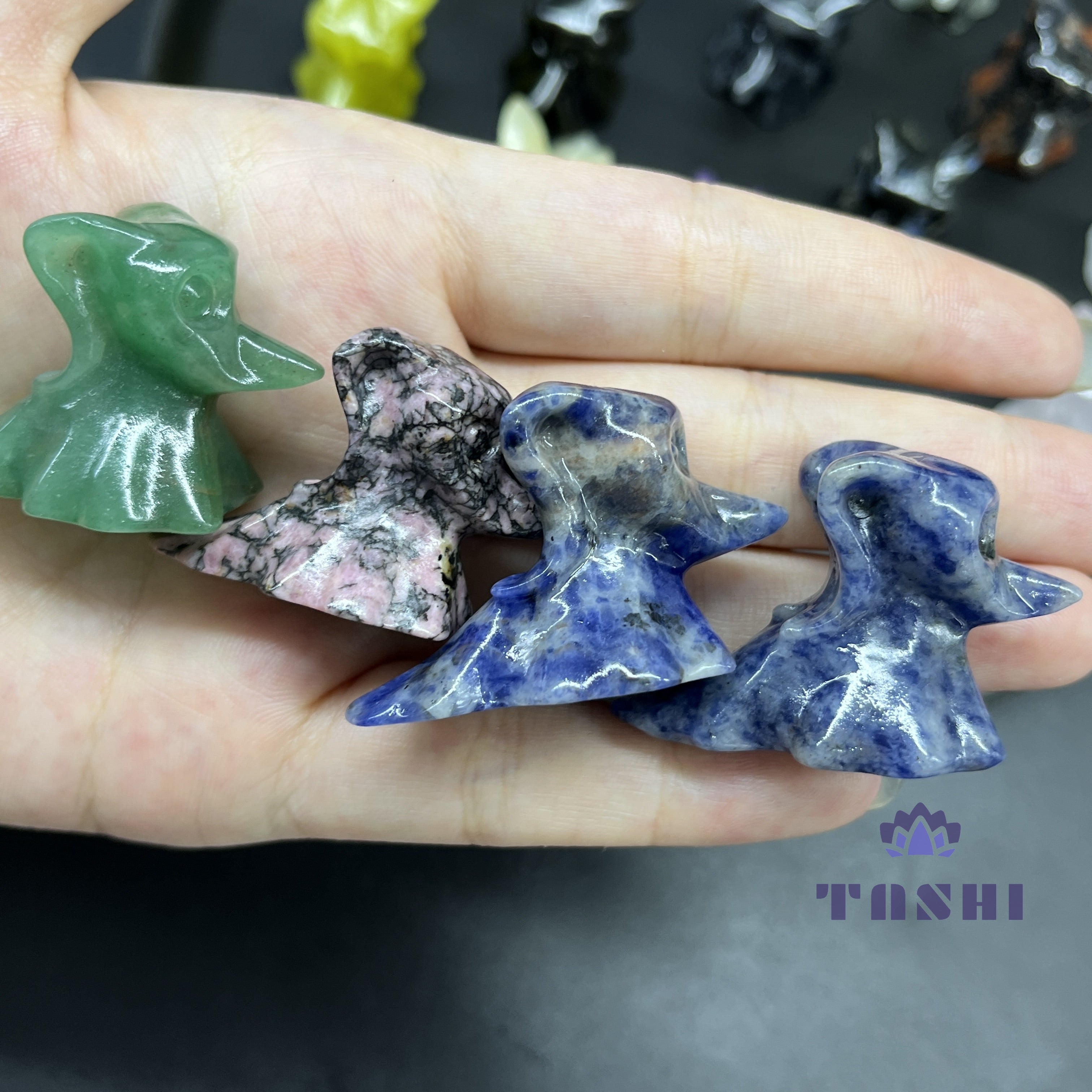 3CM Mini Zero Dog Halloween Carving Natural Crystal Stone Statue Figurine