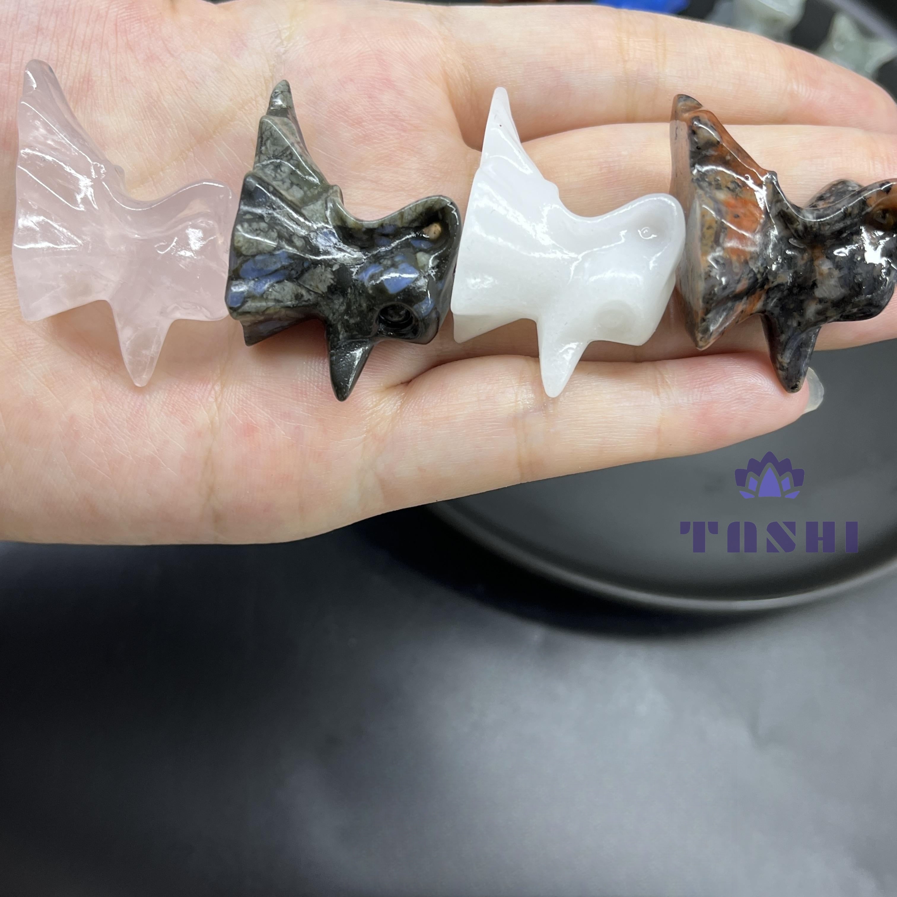 3CM Mini Zero Dog Halloween Carving Natural Crystal Stone Statue Figurine