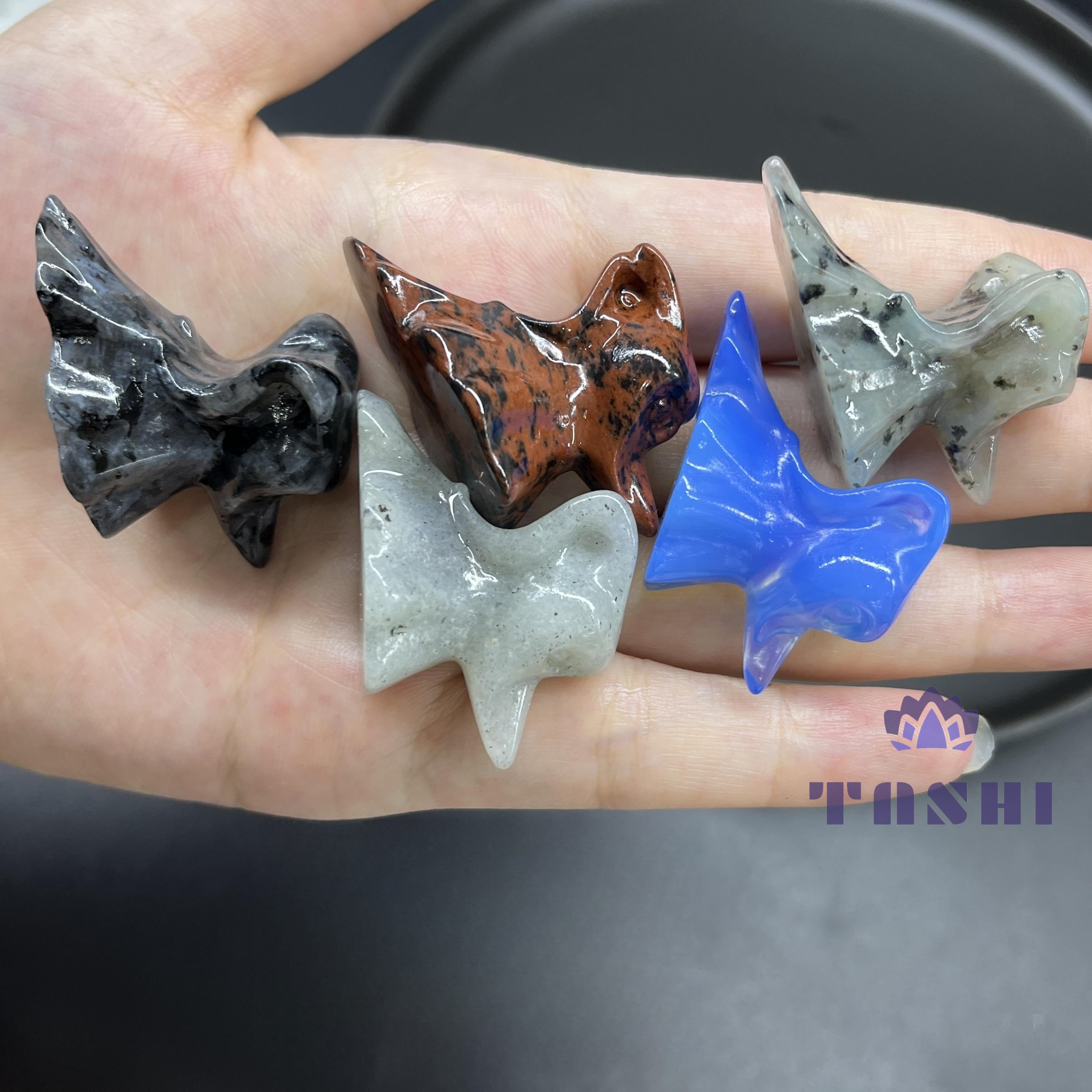 3CM Mini Zero Dog Halloween Carving Natural Crystal Stone Statue Figurine