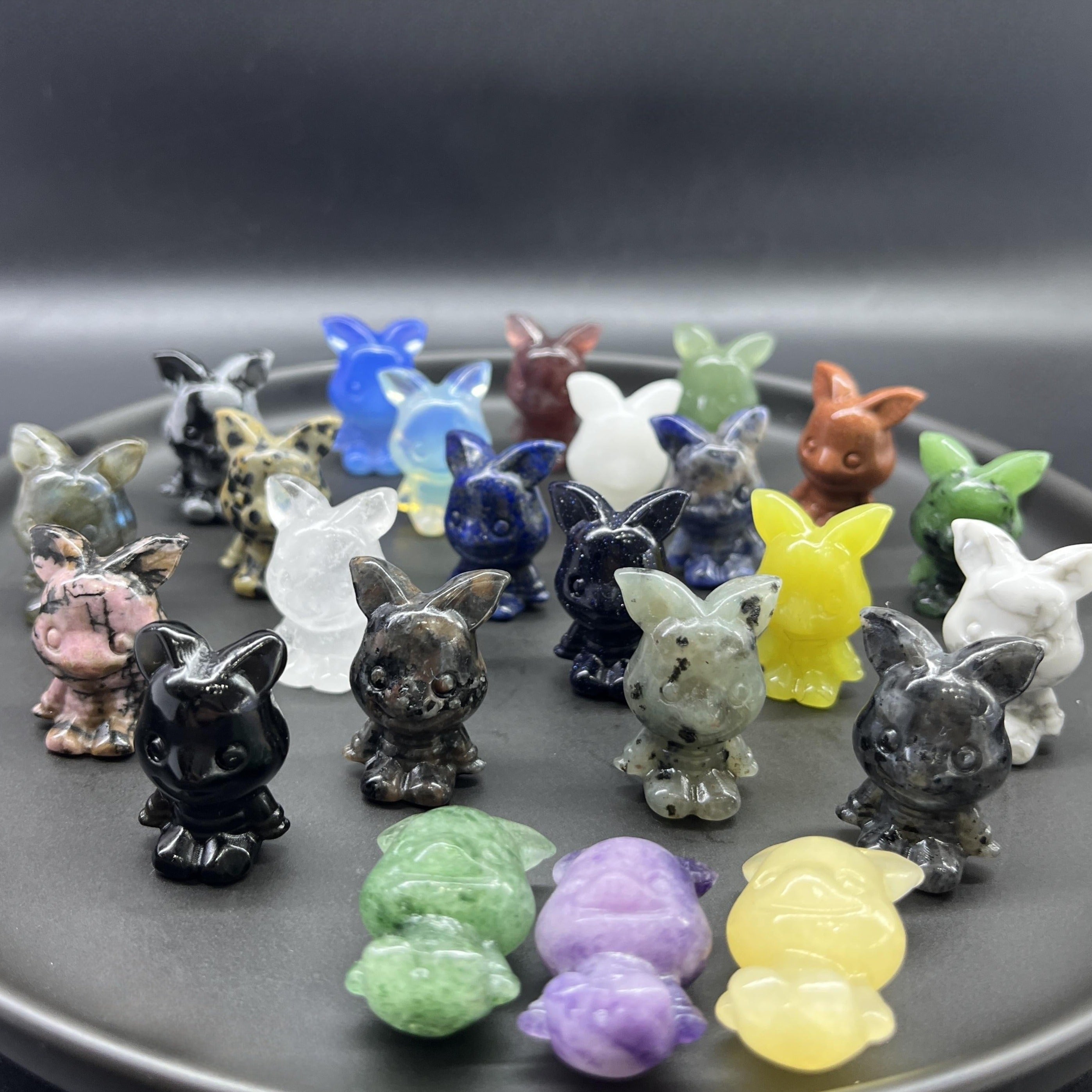 3CM Mini Piglet Carving Pooh Bear Natural Crystal Stone Statue Figurine