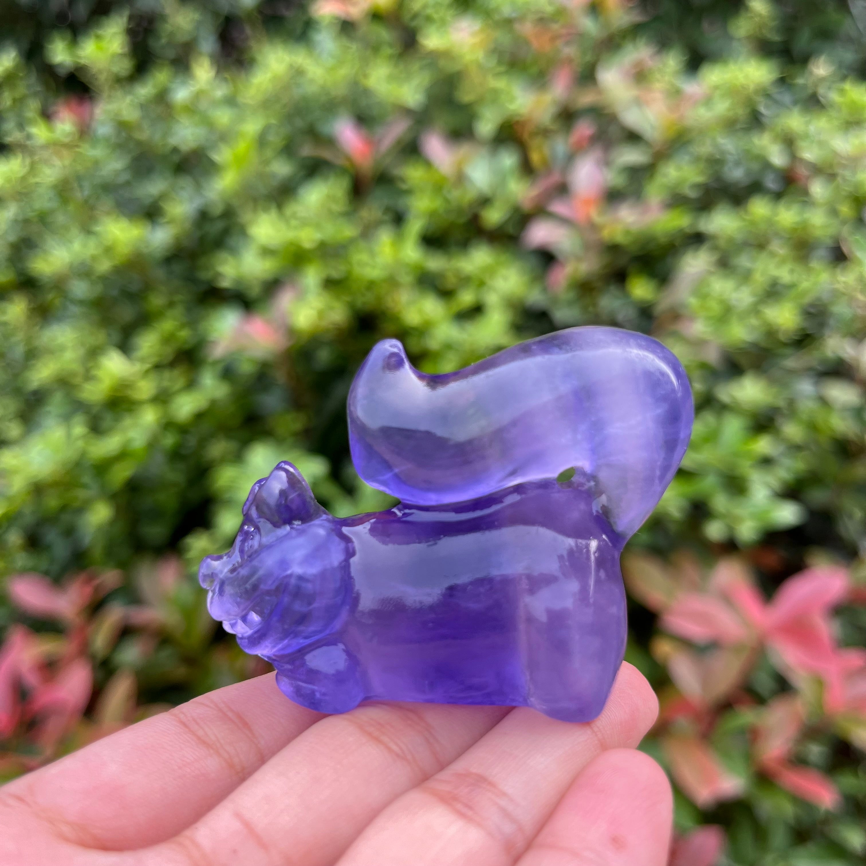 6CM Purple Fluorite Cheshire Cat Alice in Wonderland Natural Crystal Carving