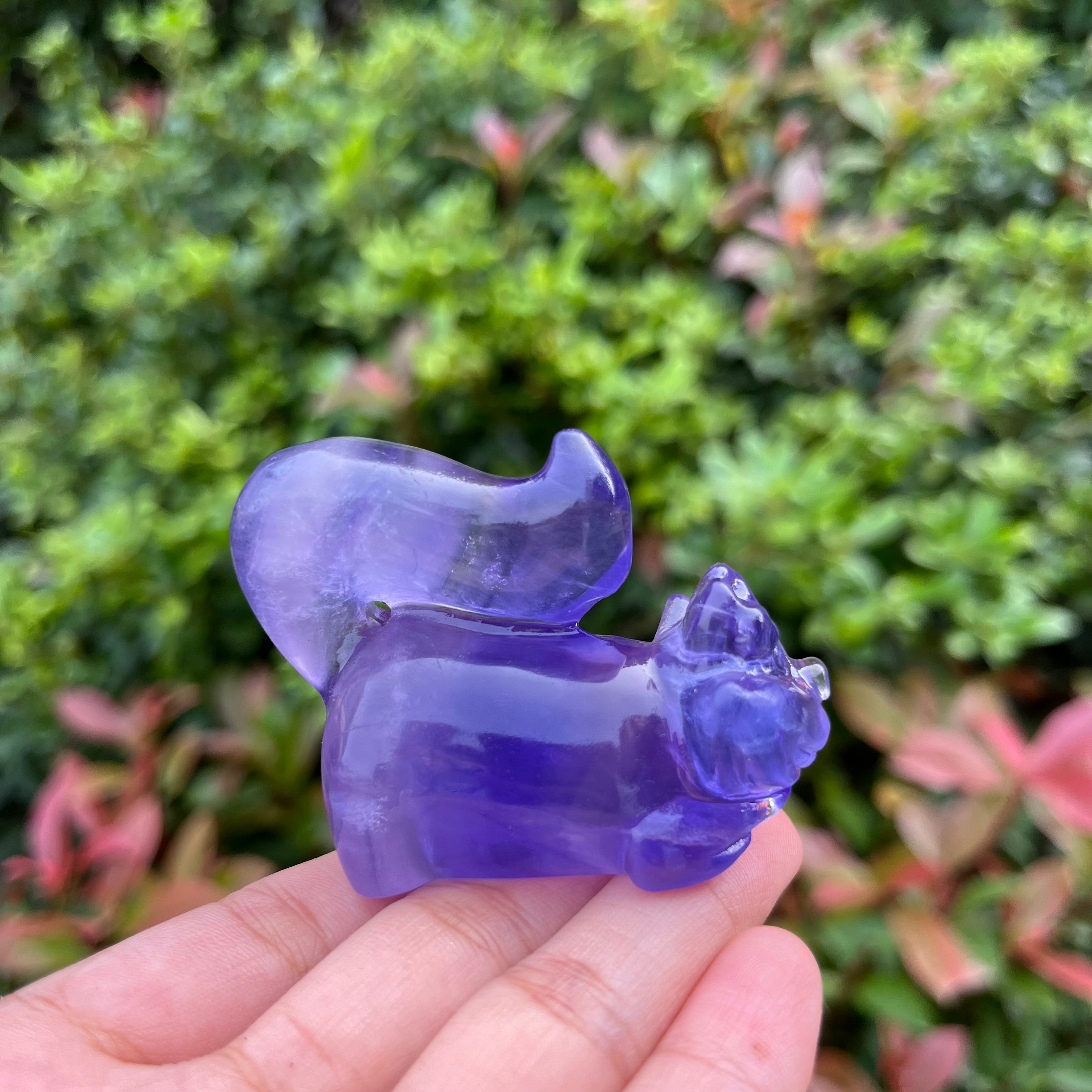 6CM Purple Fluorite Cheshire Cat Alice in Wonderland Natural Crystal Carving
