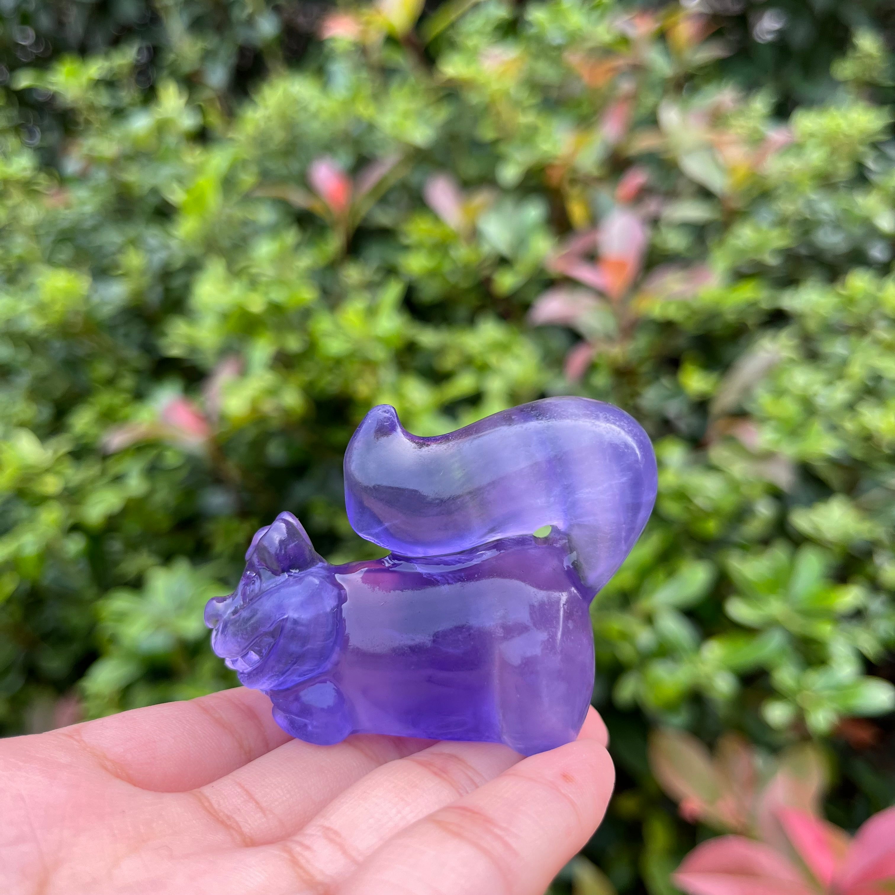 6CM Purple Fluorite Cheshire Cat Alice in Wonderland Natural Crystal Carving